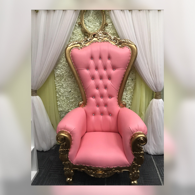 Victorian Style, Pink & Gold Throne Chair