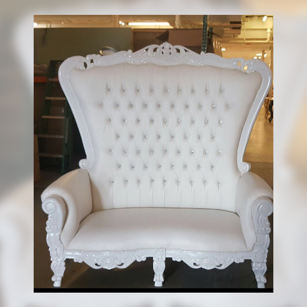 Victorian Style, All White Throne Love Seat