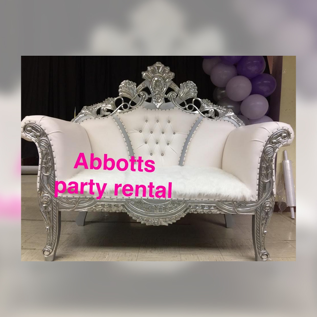 Princess Love Seat Silver and White