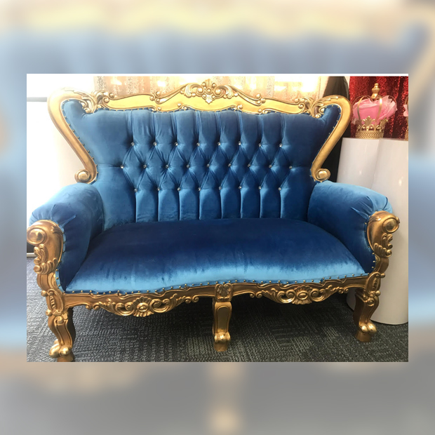 Royal Blue & Gold Love Seat