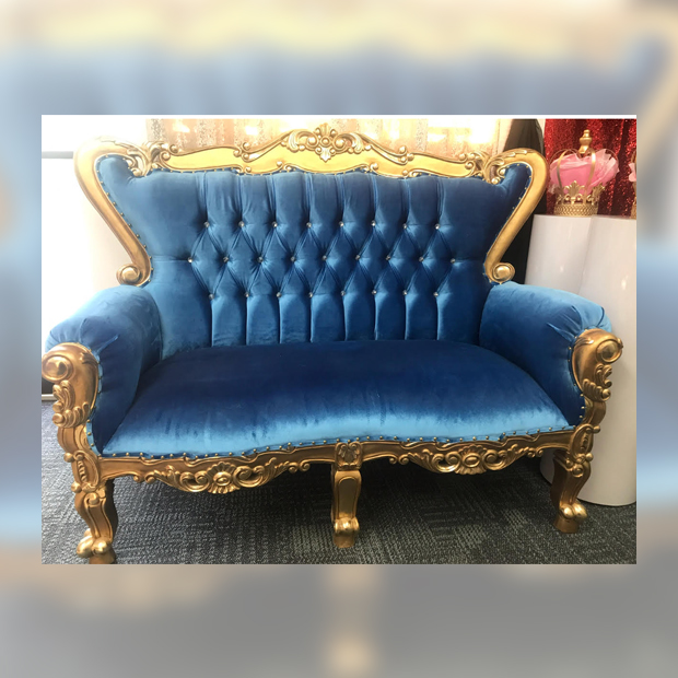 Royal Blue & Gold Love Seat Royal Blue & Gold Love Seat